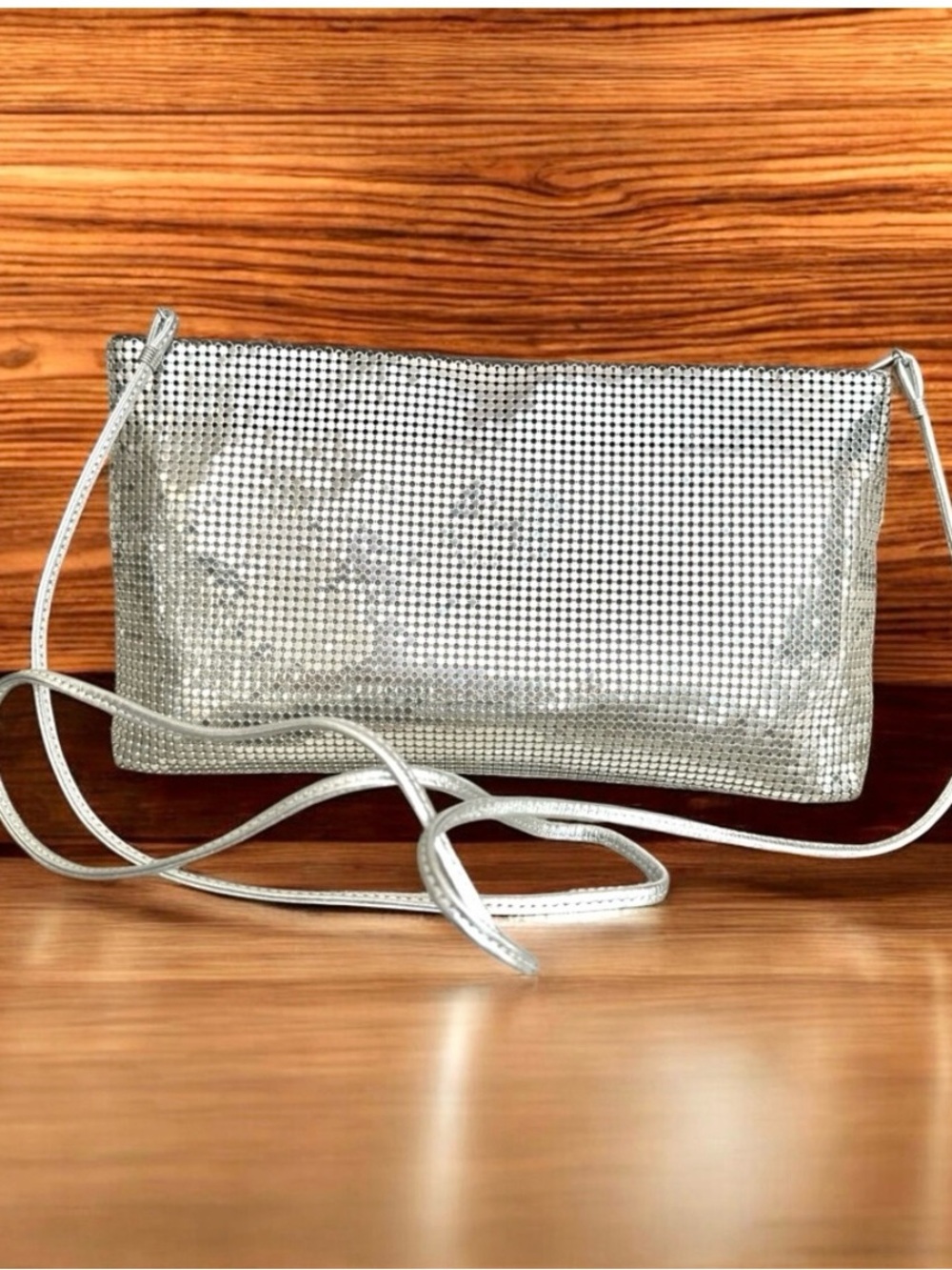 🆕 Whiting & Davis Silver Mesh Crossbody Clutch